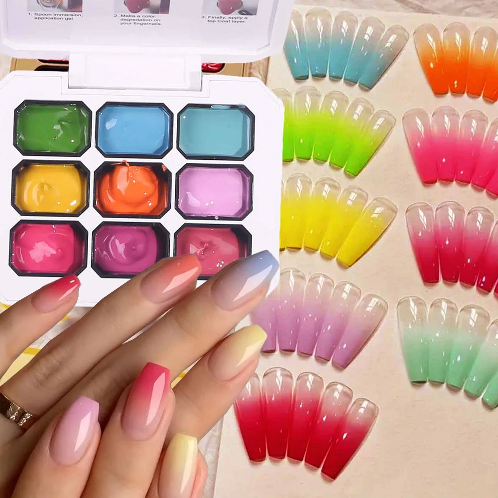 

9Colors Summer Rainbow Patting Glue Y2k Nail Pat Painting Gel Popular Gradient Blush Nail Art Design Nails Stamping Painted Gel@