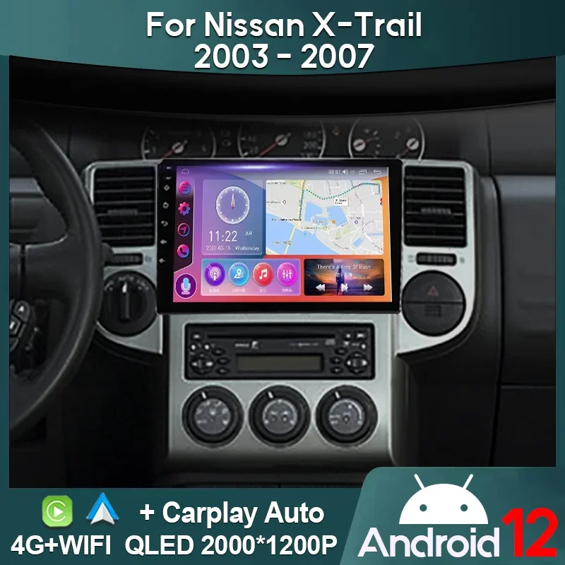 

MAMSM Car Radio For Nissan X-Trail 2003 - 2007 Android 12 Multimedia Video Player GPS 4G Carplay Autoradio 2K QLED Head Unit DSP