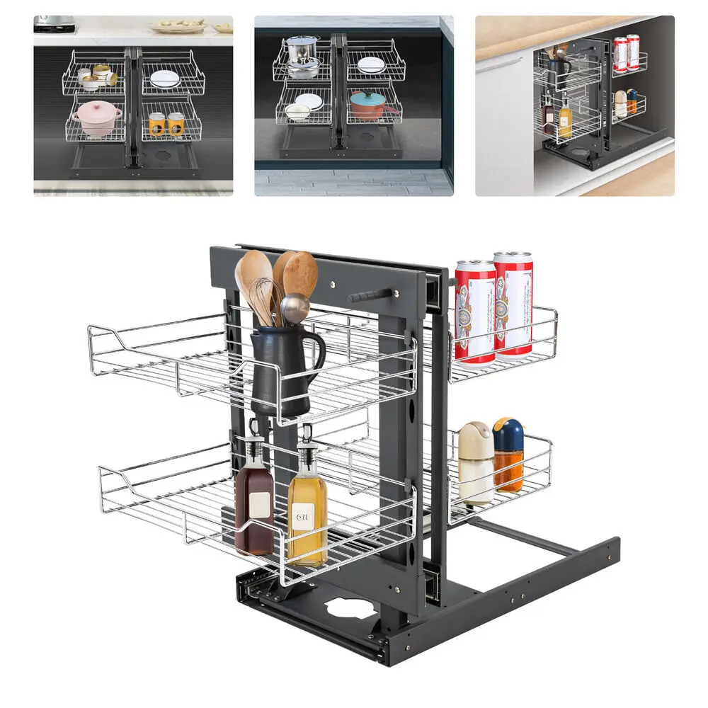 

Swing Left & Right Blind Corner Kitchen Cabinet Pull Out Pantry Racks Organizer