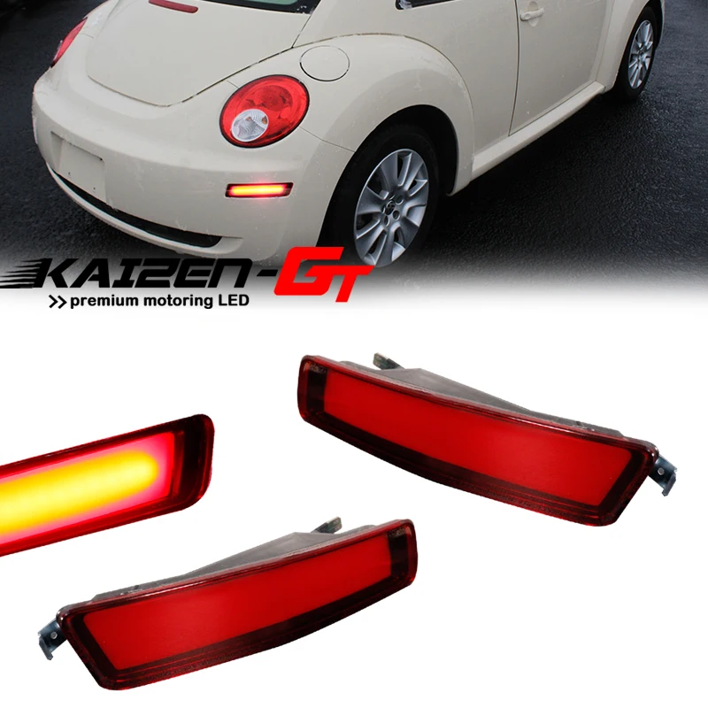 CAN-bus Smoked / Red Lens Red LED Car Rear Bumper Side Marker Lights For 2006-2010 VW Volkswagen Beetle Back Fender Flare Lights