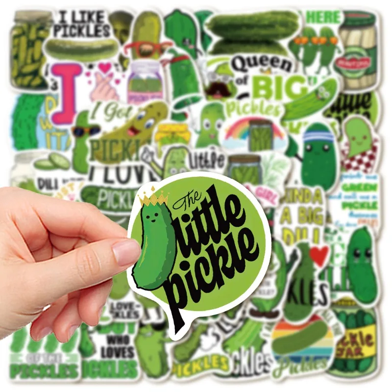 50pcs Cartoon Pickle Sour Cucumber Series Graffiti Stickers Suitable for Helmet Desktop Wall Decoration DIY Sticker Pack