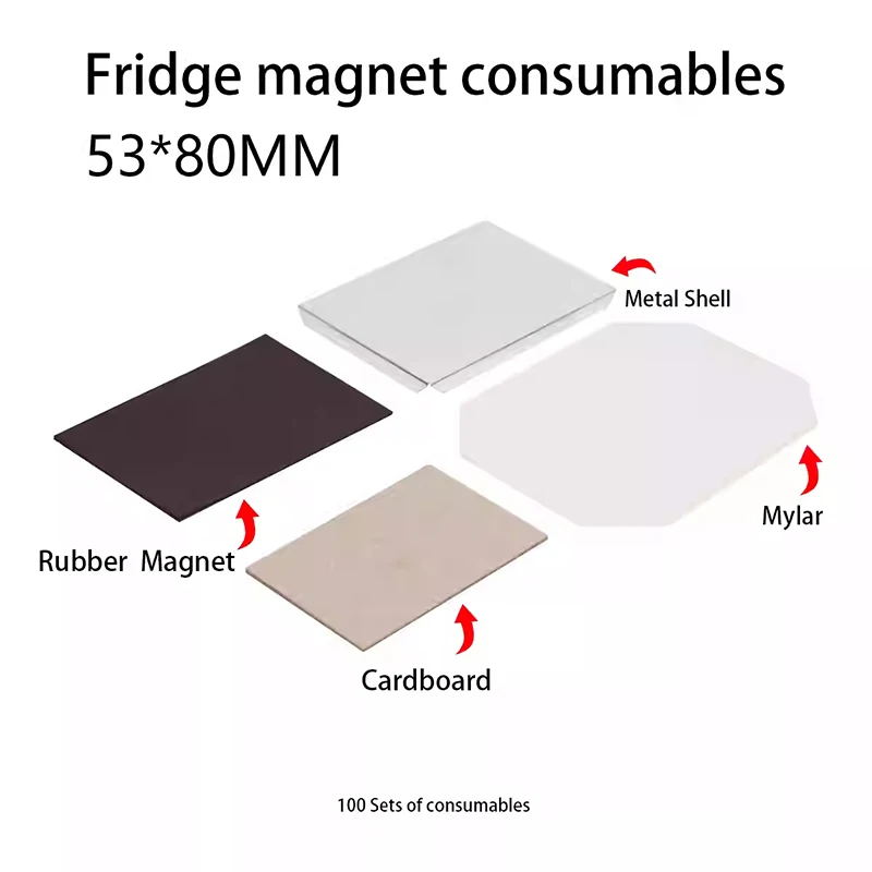 Imagem -03 - Máquina de Imprensa de Crachá de Geladeira Quadrada 53*80 mm Rotativa Manual Ímã de Geladeira Que Faz a Máquina com 100 Peças de Ímã