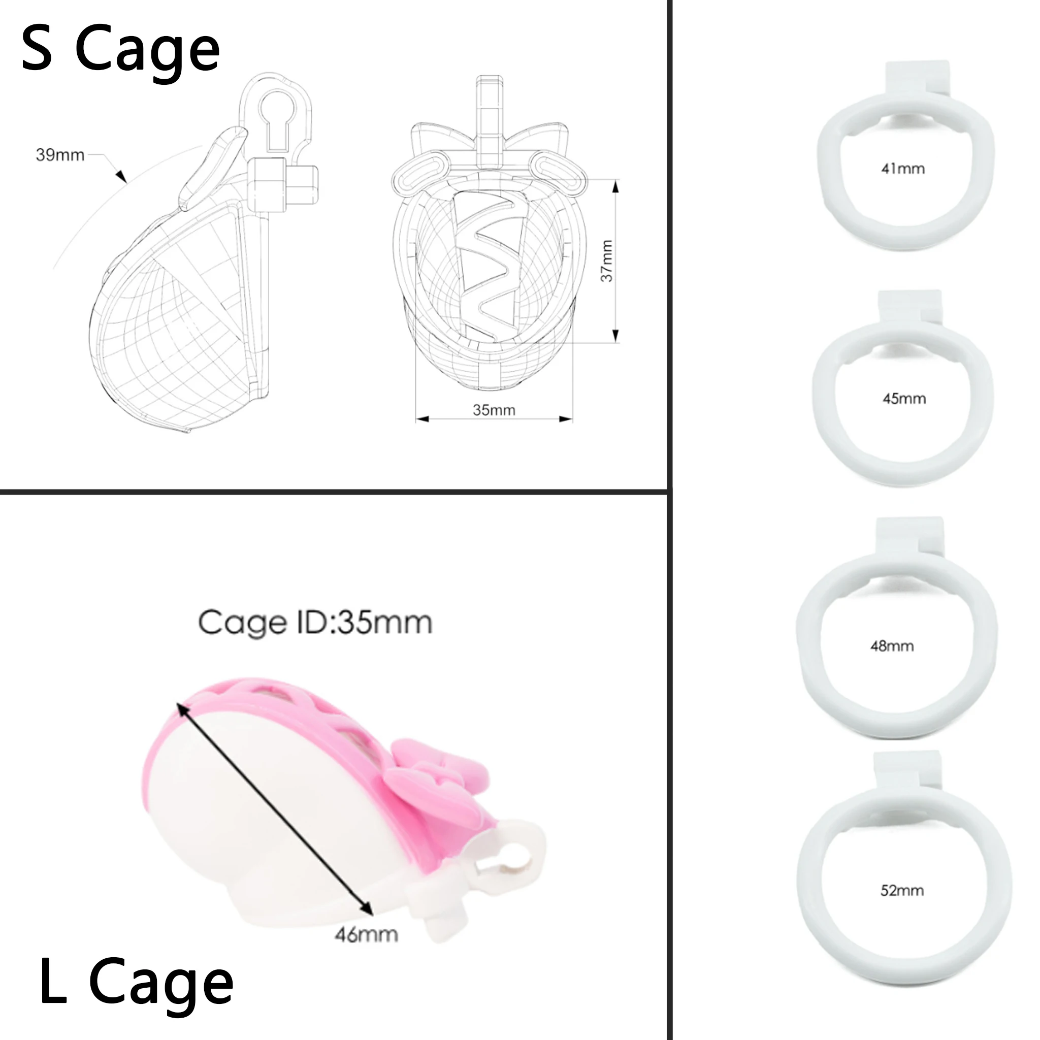NEW Pink Bowknot Resin Chastity Cage with Bell Cute Male Chastity Lock Device Breathable Penis Rings Set Couples Adult Sex Toys view 4