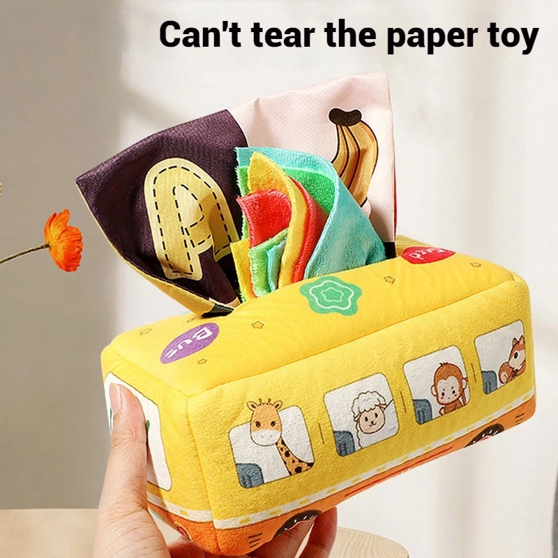 Baby Grasping Learning Rattle Paper Toy 0-3 Years Old Finger Exercise Tear-Proof Baby Sensory Fabric Paper Box Cloth Book