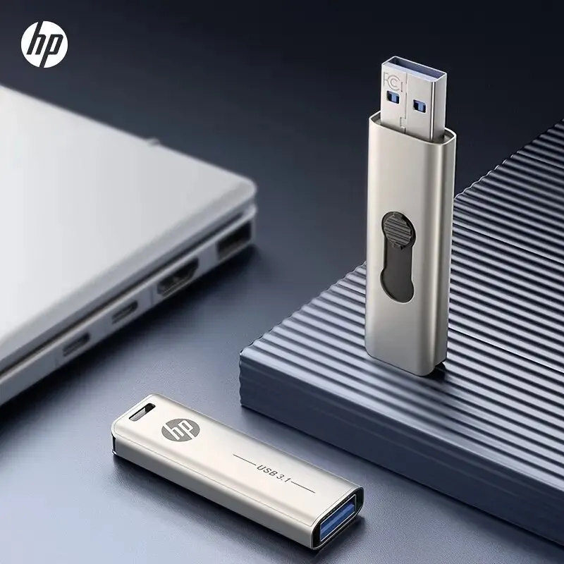 HP USB-Metal 32GB 64GB + GB محرك قلم قيادة شخصية إبداعية سيارة هدية موسيقى USB pendive عالي السرعة