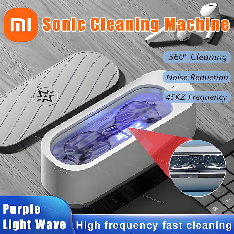 Xiaomi Ultrasonic Cleaning Machine 45000Hz High Frequency Vibration USB Charging Battery 360°Jewelry Glasses Watch Ring Cleaner