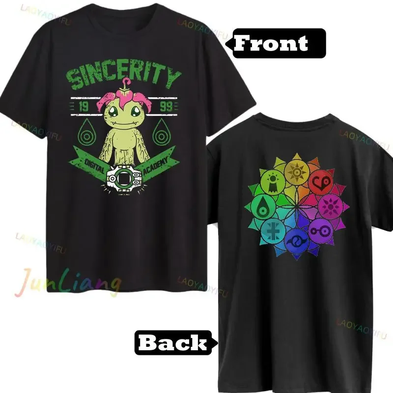 Digimon printed shirt Cartoon animation T-shirt Retro short sleeve crewneck creative everything comfortable unisex clothing
