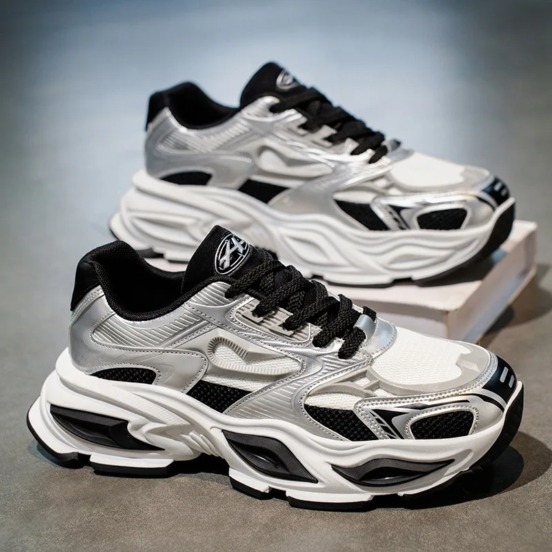 

Men's Chunky Fashion Sneakers Casual Sports Shoes Mesh Breathable Athletic Gym Workout Tennis Shoe Platform Thick Walking Shoes