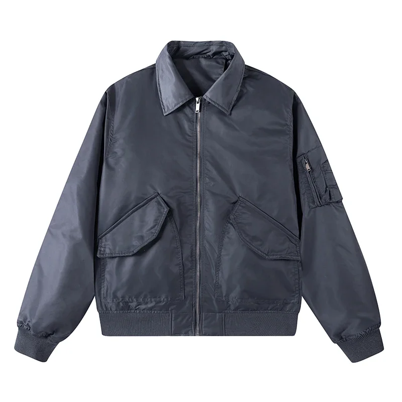 

Solid Pocket New American Style Casual Coats Men Clothing Men's Bomber Jacket Work Clothes High Quality Baseball Jackets Coat