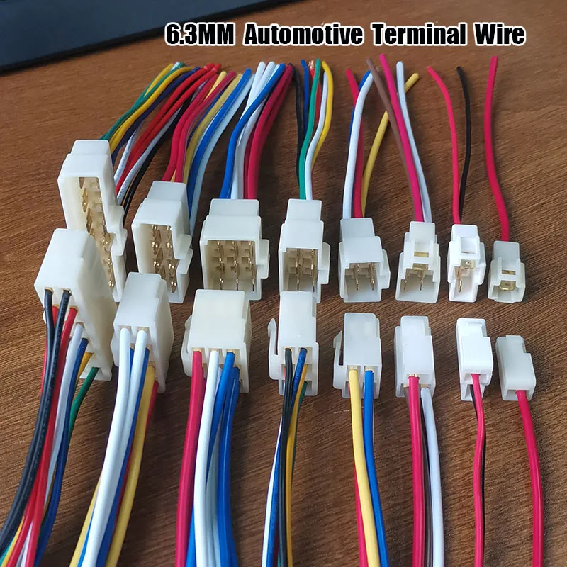 1 Set 1 2 3 4 6 8 9 12-poliger 6,3mm Elektrofahrzeug-Steckverbinder Hochstrom-Ausrüstungs-Kabelbaum Stecker-Buchse-Verbindung für Autos