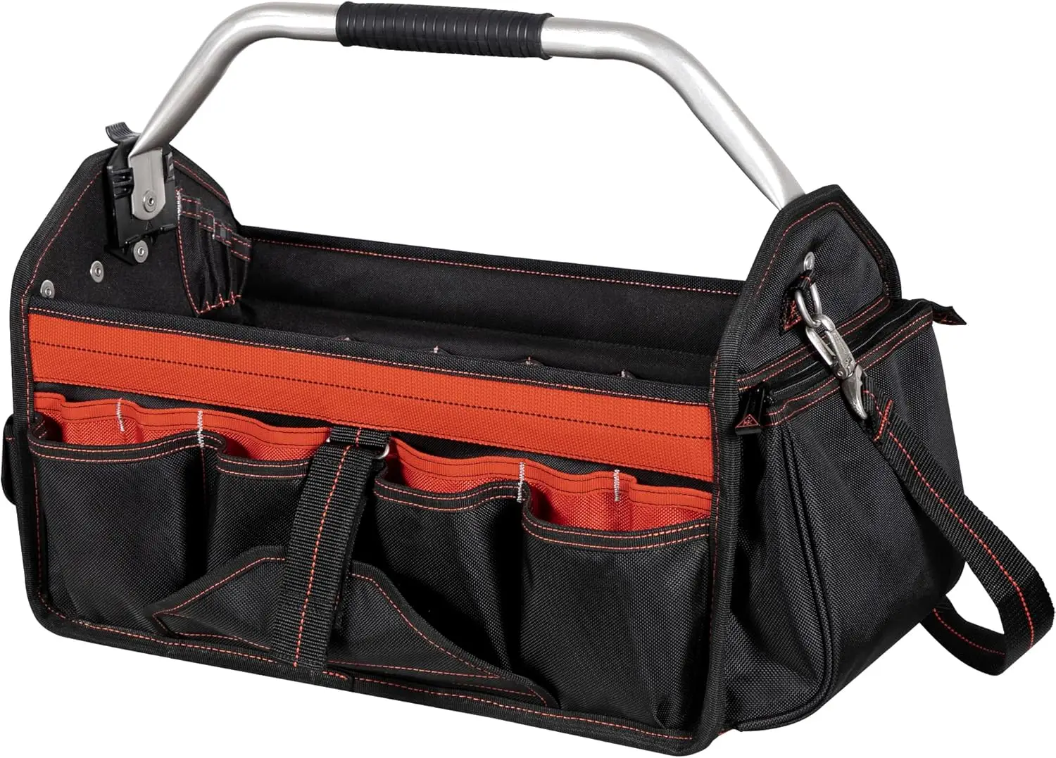 Gear HT5597 Open-Top Tool Carrier, 35 Pockets, Heavy Duty Ballistic Polyester Tool Bag, Durable Base Pad Feet, Collapsible Bar I