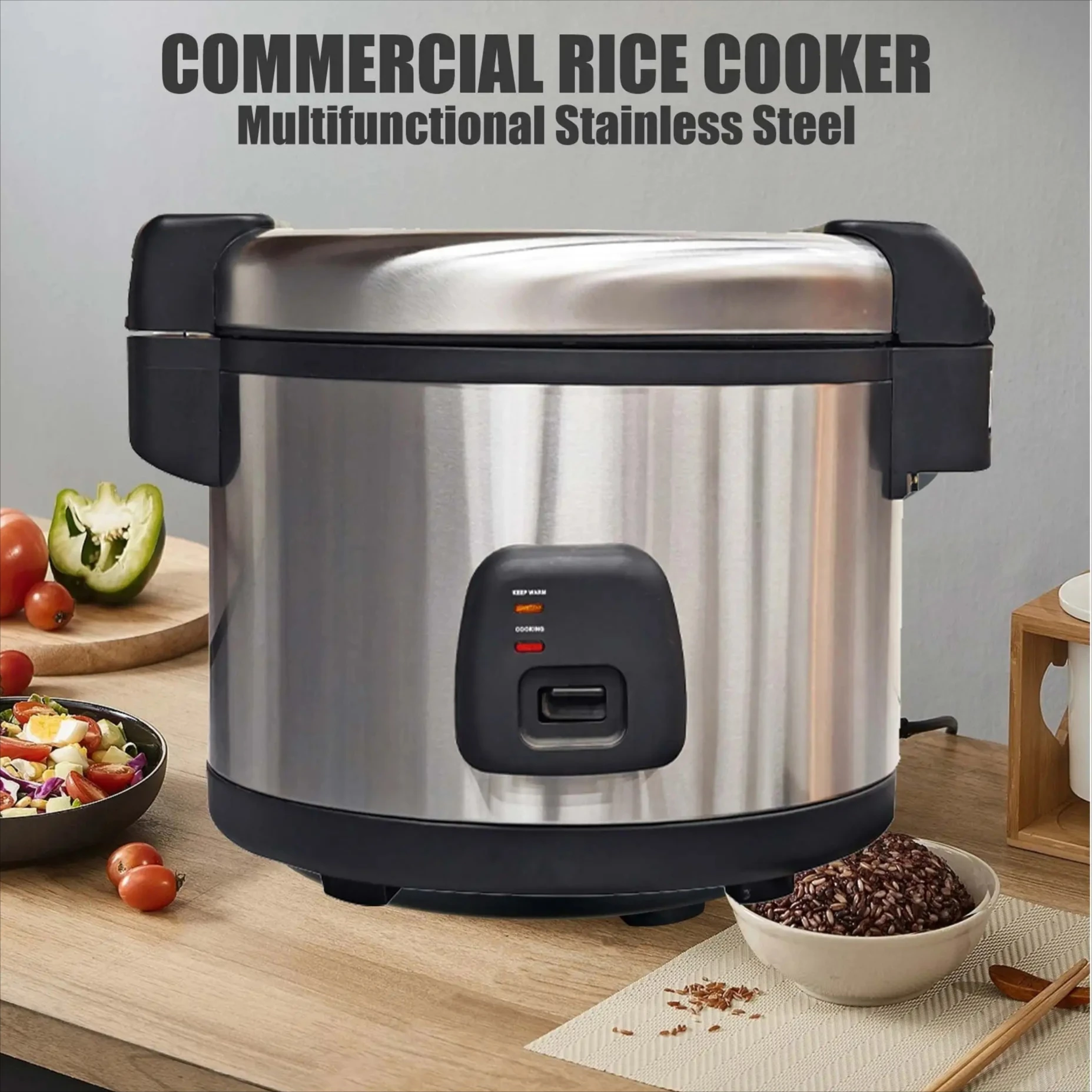 20L Stainless Steel Commercial Insulated Pot, Large‑Capacity Electronic Rice Warmer, 24‑Hour Heat Preservation Bucket