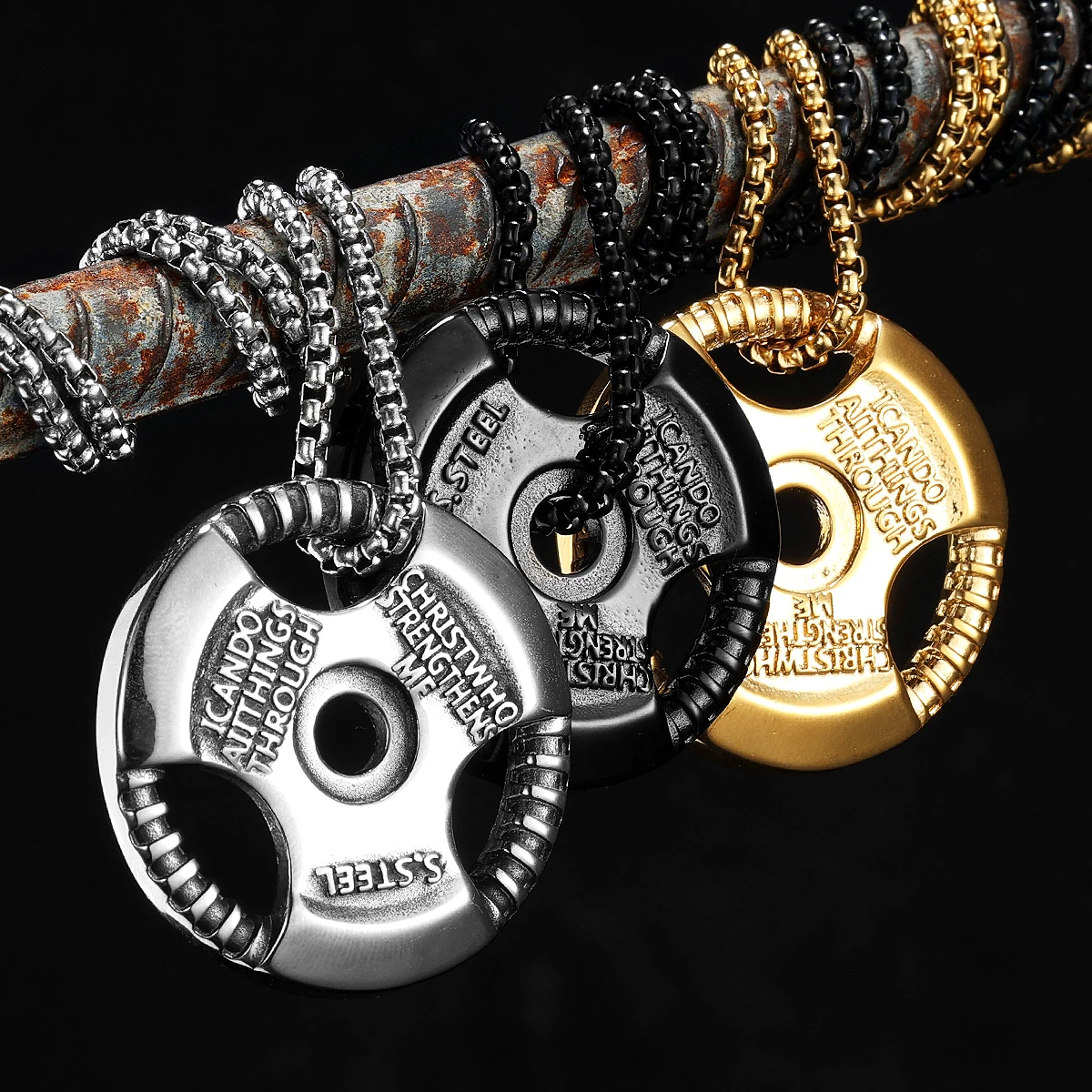 

Dumbbell Pads Men Necklaces Stainless Steel Fitness Gym Pendant Chain Women Jewelry Punk Hip HopFashion Wholesale Dropshiping