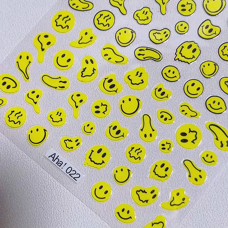 

1 sheet Aha022 Cartoon distorted smiley face nail adhesive sticker explosion nail decoration decals