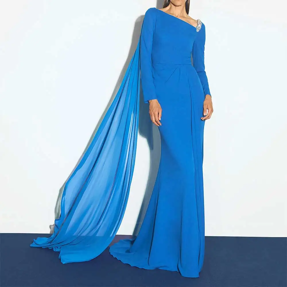 Chic Square Neck Mermaid Evening Dress with Pleats Floral Appliques Elegant Prom Party Dress Stylish Bridesmaid's Dresses