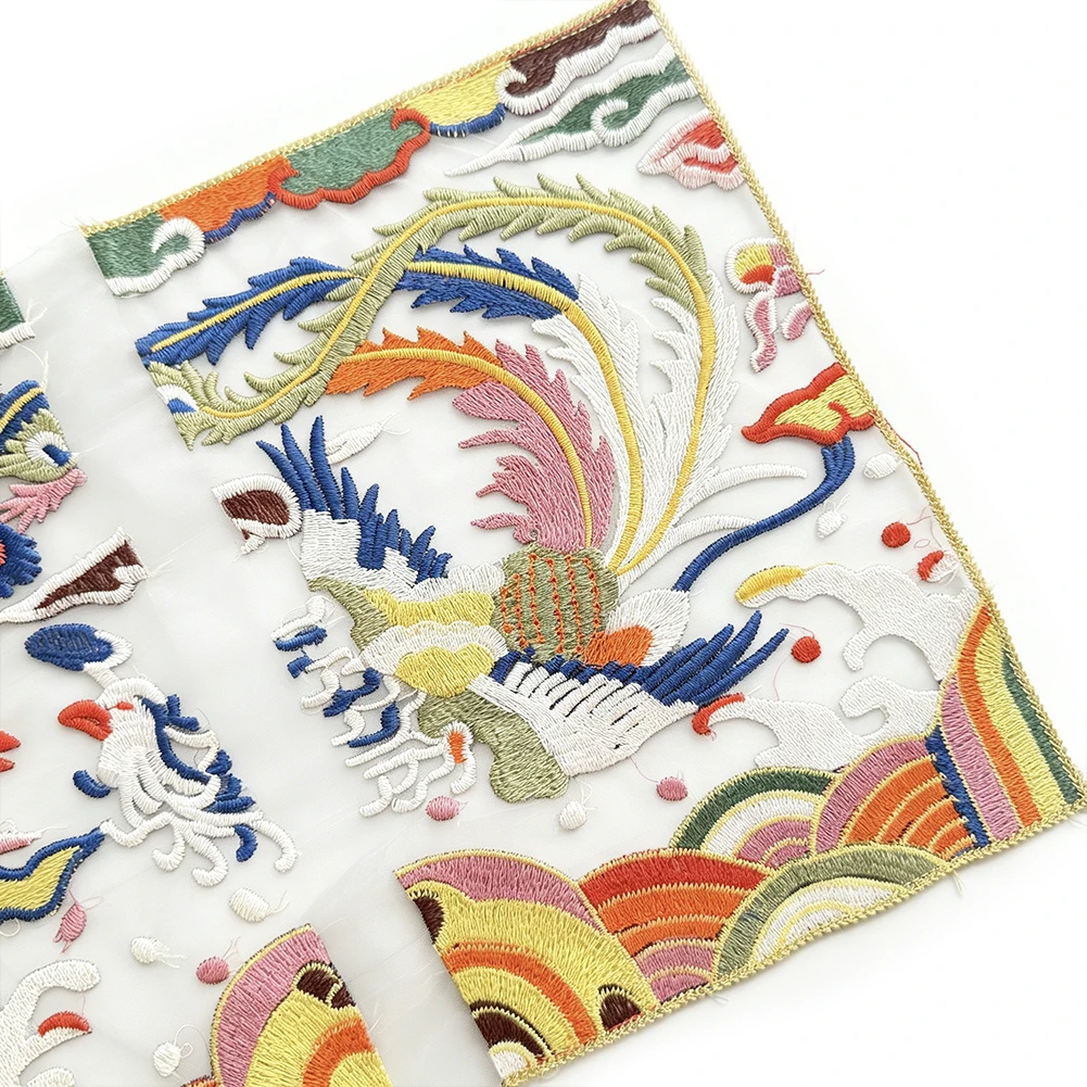 Drachen-Phönix-Stickerei-Aufnäher, wasserlösliche Spitzenapplikation für chinesisches Hochzeitskleid, Qipao, Hanfu, DIY-Bastelarbeiten, Heimdekoration, Geschenk – Detail 4