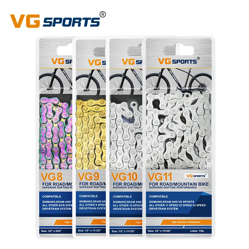 1pc VG Sports Bicycle Chain 6 7 8 9 10 11 12 Speed Velocidade 8s 9s 10s 11s MTB Mountain Road Bike Chains Part 116/126Links