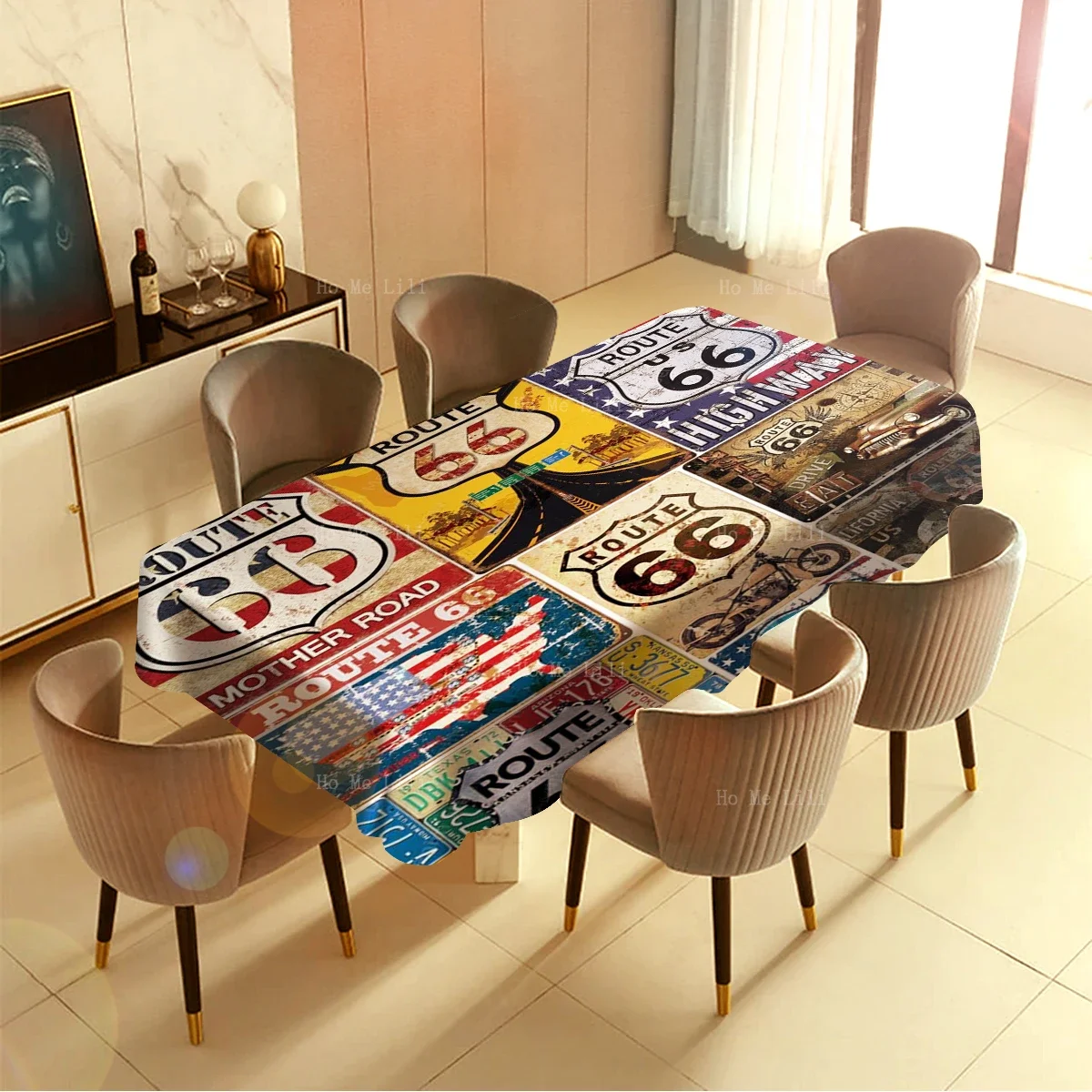 The Mother Road Metal Signs Vintage Bubble Car Route 66 Emboss Tag Plaque Tablecloth Waterproof By Ho Me Lili Tabletop Decor