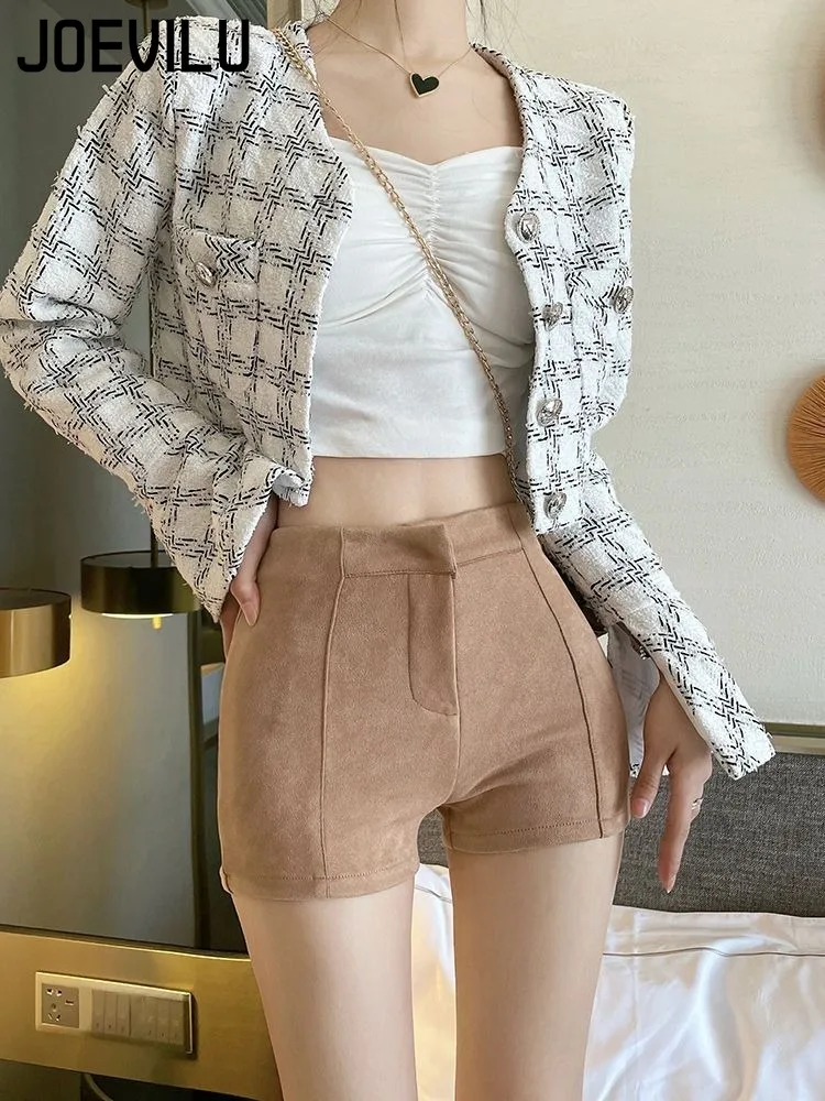 Pantalones cortos negros sexis para mujer, pantalones de bota nuevos para primavera y otoño, ropa exterior, paquete de cintura alta, pantalones ajustados a la cadera con parte inferior elástica alta