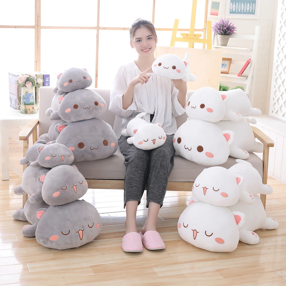 1pc Kawaii Lying Cat Plush Toys Stuffed Cute Kittyt Doll Lovely Animal Pillow Soft Cartoon Back Cushion Kid Xmas Gifts for Kids