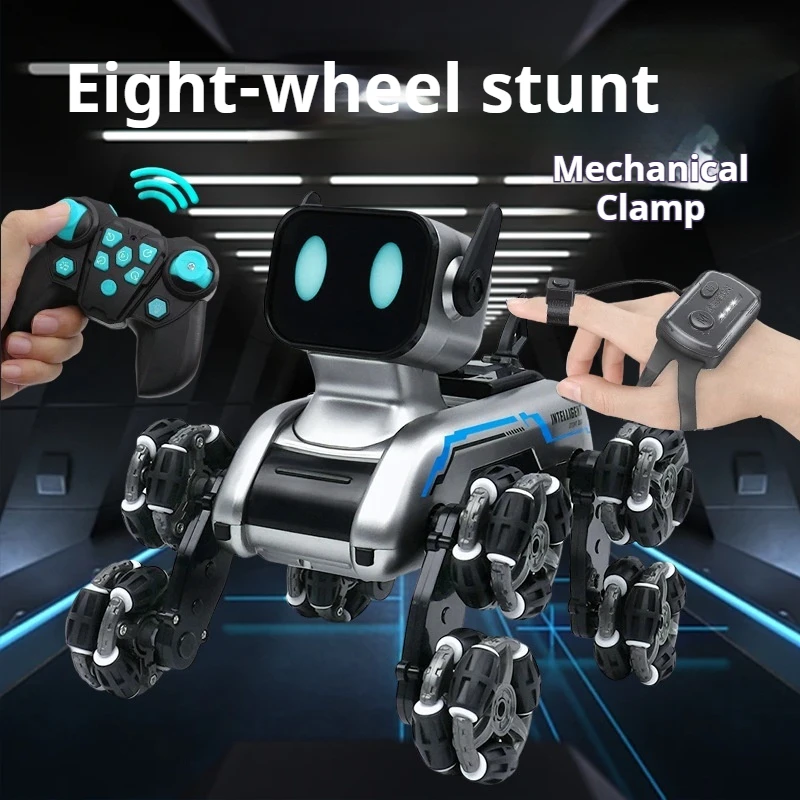 Intelligent Remote Control Robot Dog Gesture Sensing Eight Wheel Deformable Stunt Electric Mechanical Dog All Terrain Hobby Toy