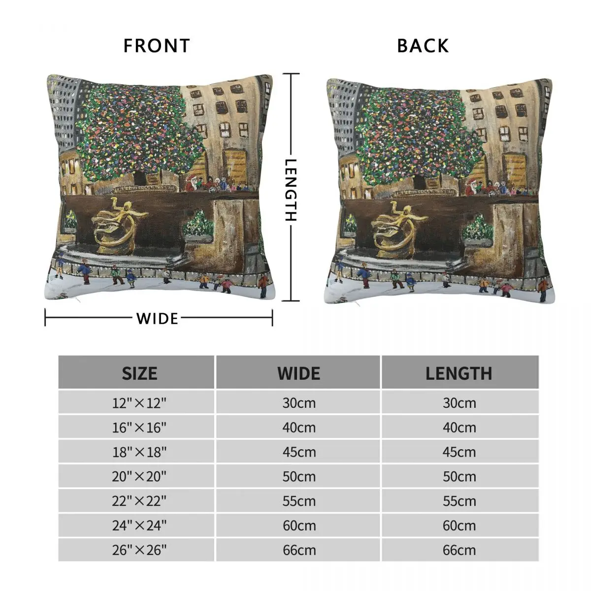 Rockefeller Center Christmas Tree Square Pillowcase Polyester Linen Velvet Pattern Zip Decor Car Cushion Cover