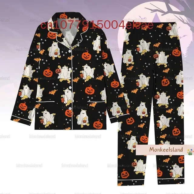 Disney Pooh Pumpkin Christmas Winnie the Pooh Halloween Casual Men's and Women's Long Sleeve Shirt Leisure Pajama Set