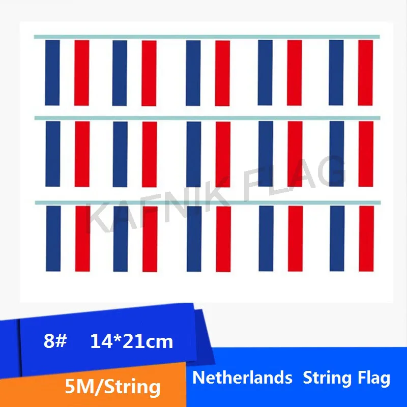Kafnik Netherlands String Flag Banner 5 Meters 20 Faces 14x21CM for Party World Event Carnival Decor