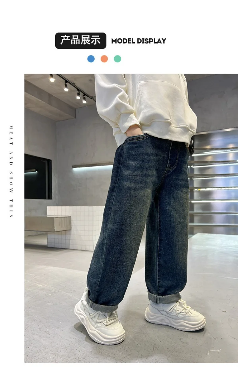 Jeans für Teenager und Jungen, UNITIM, Herbstkollektion, Kinder-Jeans mit Buchstabenmuster und Taschen, lässige Jeans mit elastischem Bund, für Jungen von 2 bis 12 Jahren, gerade geschnittene Hose. – Detail 13