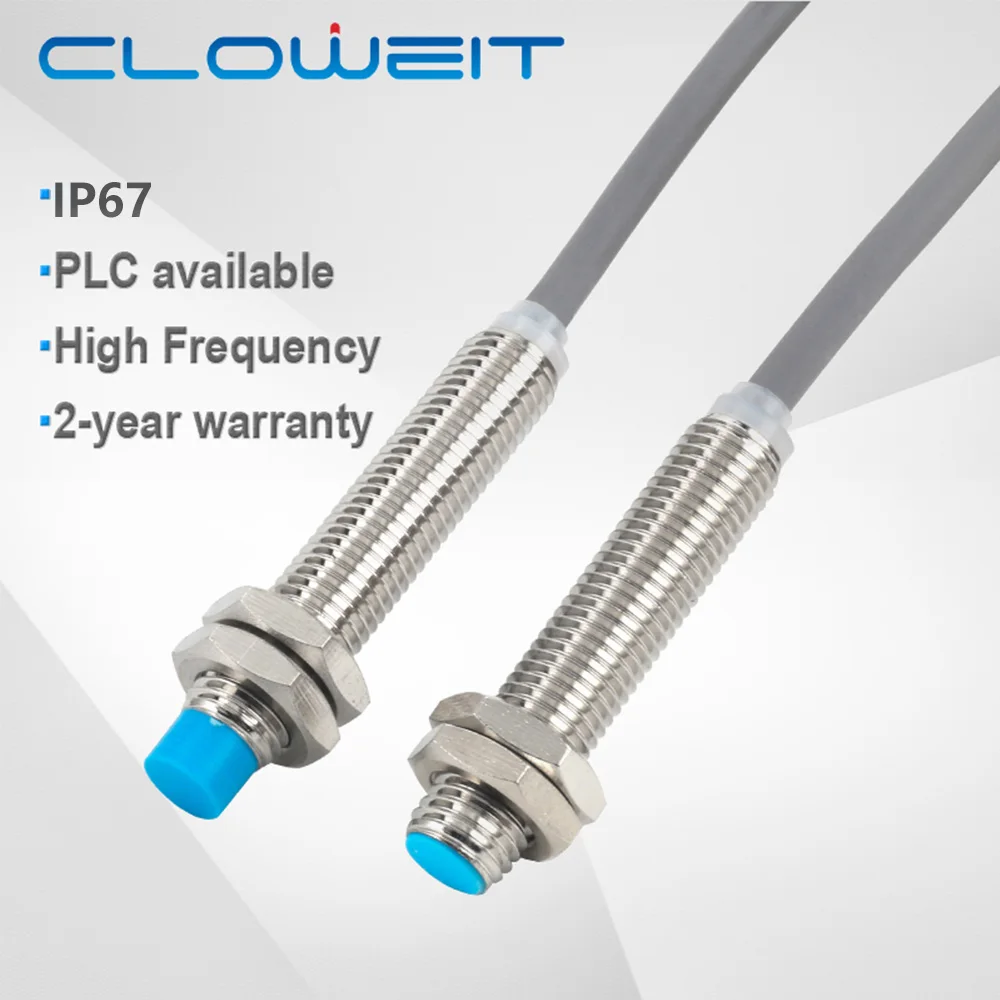 Cloweit IP67 3-wire M8 Inductive Proximity Switch Fast Response Circuit Protect 65 Copper Housing Sensor LM08