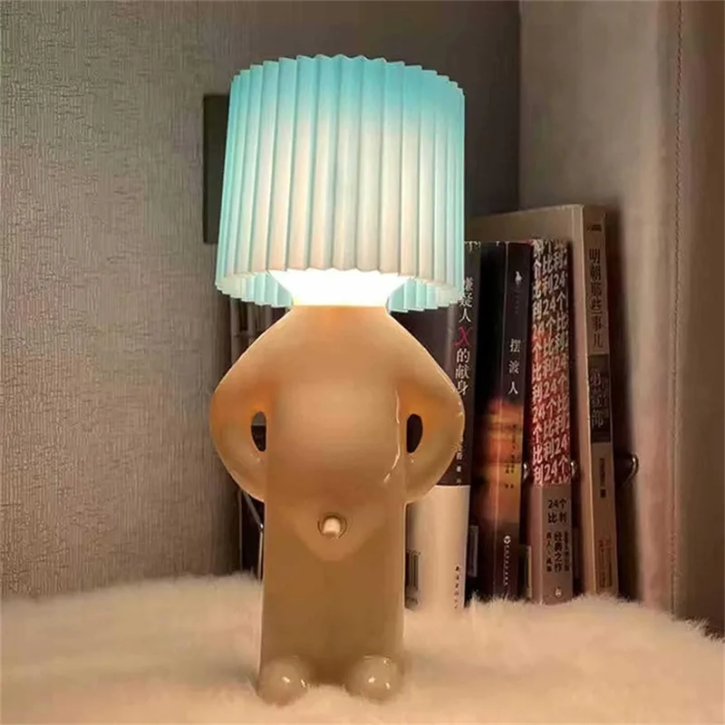 Claeted Naughty Boy Creative Table Lamp Unique LED Pleats Reading Lighting Bedroom Bedside Night Light Children\'s Gift Dropship