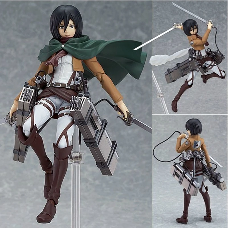 Anime Figur Angriff auf Titan Mikasa · ackerman stehend halten Schwert abnehmbare Modell Spielzeug PVC-Sammlung Desktop-Ornamente 19cm