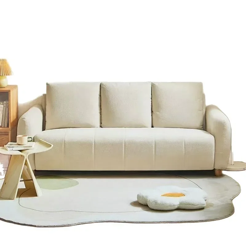 

Cream wind living room premium flannel sofa new small apartment double straight row simple fabric sofa