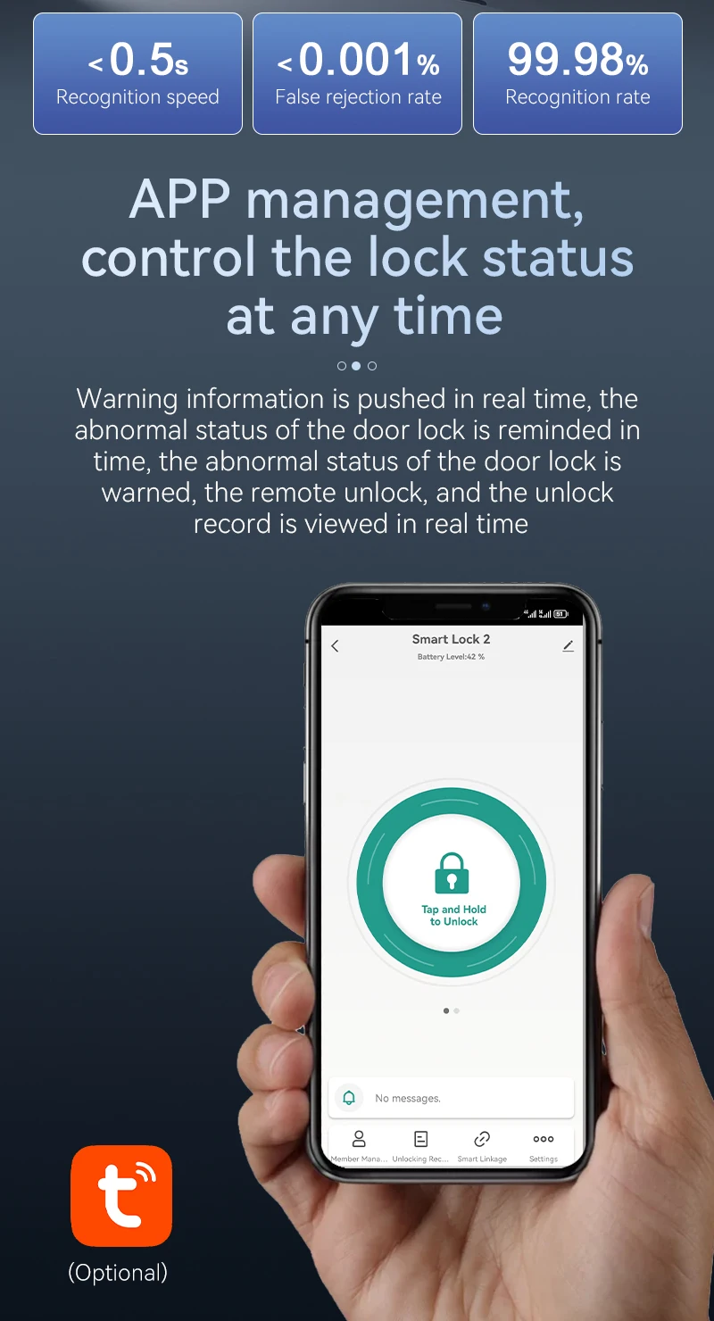 Camera Tuya Wifi App Smart Digital Deadbolt Lock Doorbell Remote Unlock Fingerprint Password Key Card Electronic Door Lock