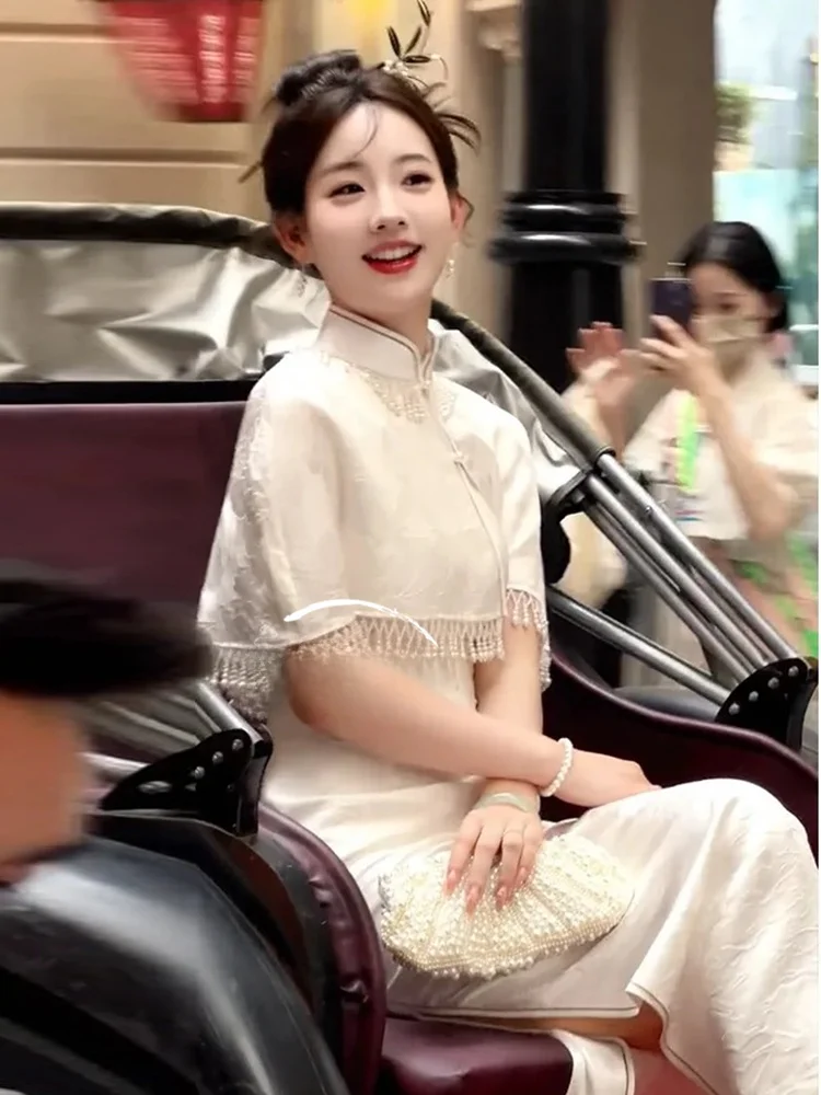 

Новое улучшенное китайское летнее свадебное платье 2024 года в стиле ретро с коротким рукавом