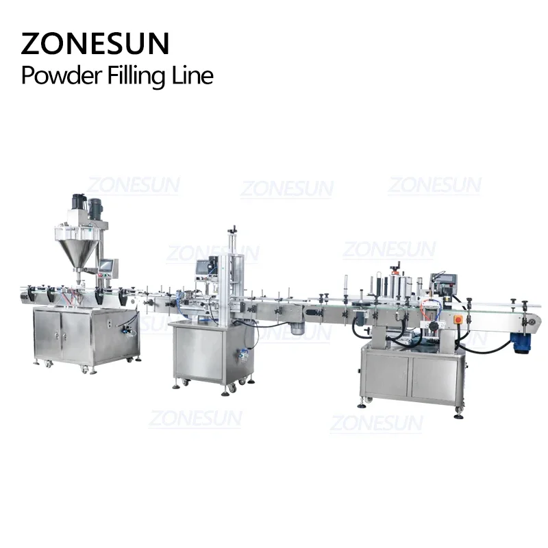 ZONESUN Custom Full Automatic Dry Matcha Powder Milk Powder Round Container Jar Bottle Filling Capping And Labeling Machine