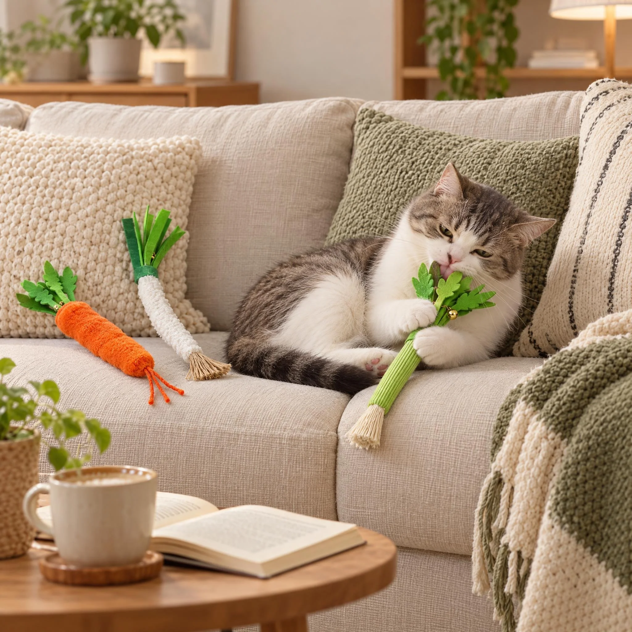 Catnip Cat Toys Simulation Vegetable Leek Carrot Celery Natural Matatabi Silvervine Chew Toy for Cats Kitten Teeth Cleaning