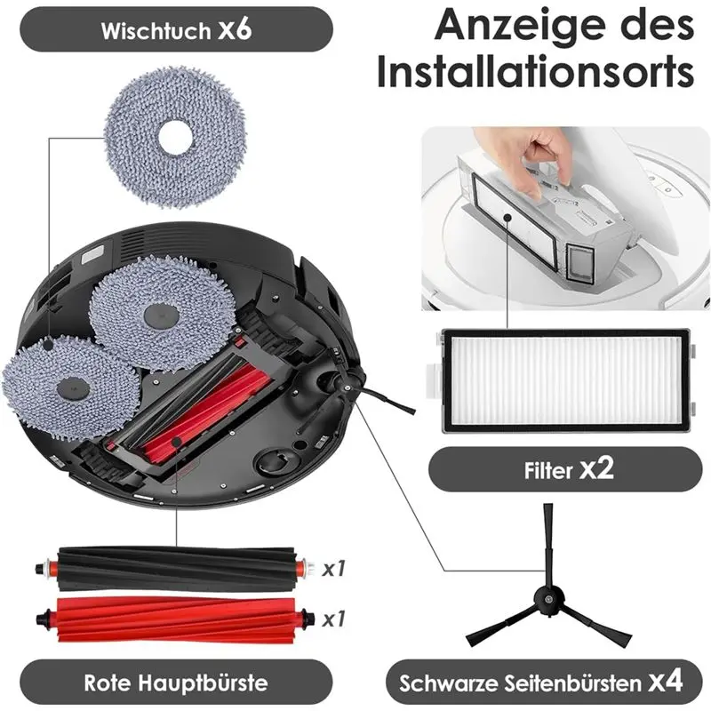 ABFU-For Roborock Q Revo Master Main Side Brushes Hepa Filters Mop Cloth Dust Bags Robot Vacuum Cleaner Parts
