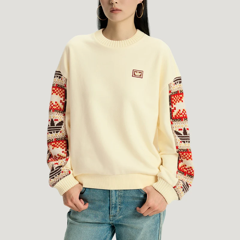 

Adidas Authentic Three Leaves Women's Loose Round Neck Fashion Pattern Hoodie IA8930