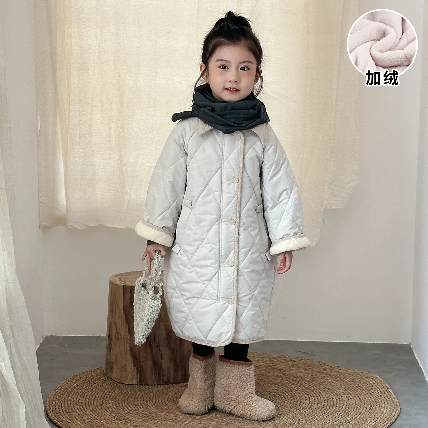 

Детская хлопковая куртка из флиса, зимняя одежда длиной выше колена, хлопковая одежда для девочек, новинка 202, осень и зима