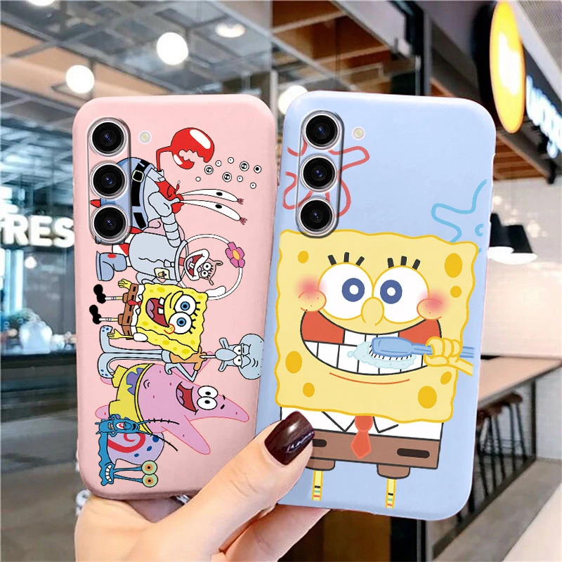 Cartoon SpongeBob SquarePants Phone Case for Samsung Galaxy S23 FE S 23 Plus Patrick Star Squidward Tentacles Silicone TPU Cover