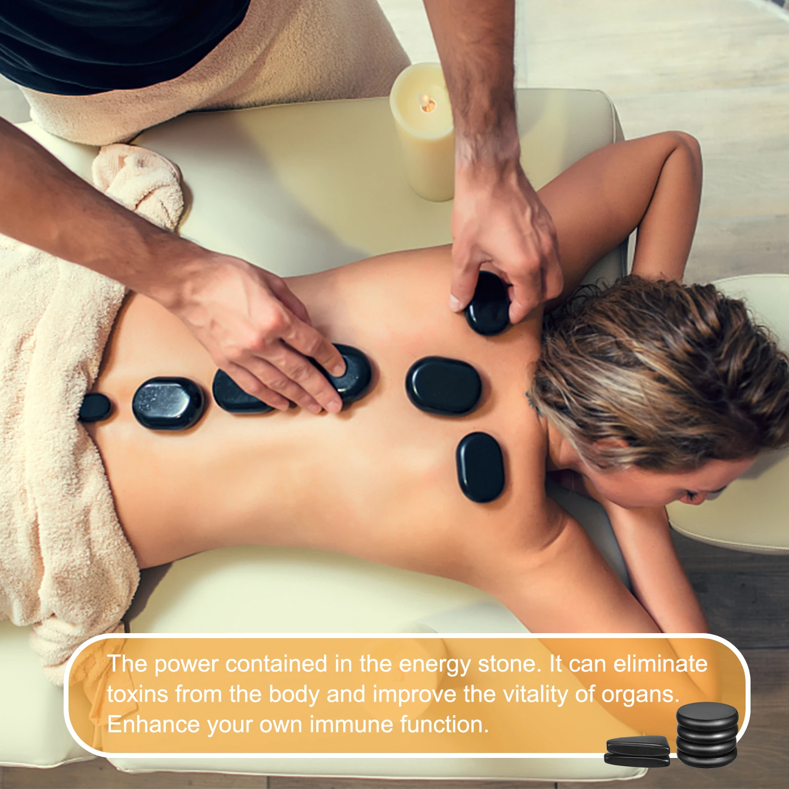 Hot Stone Massage Kit 18Pcs Hot Stones With Heater Kit For Professional Or Home Spa/Relaxation/Therapy/Pain Relief