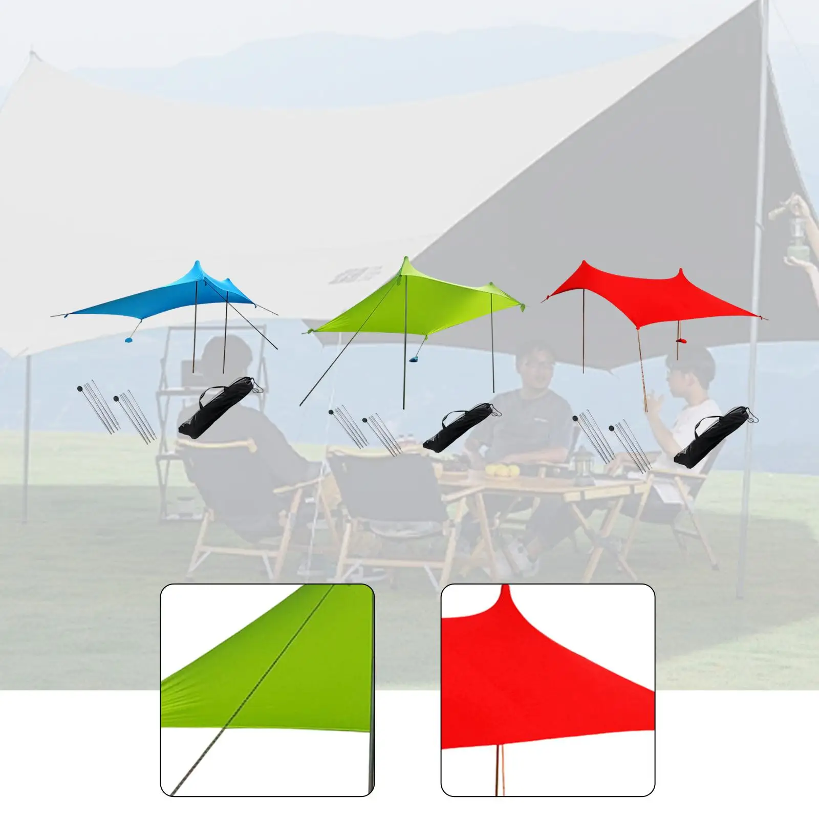 

Пляжный тент, навес от солнца с 2 опорами, защита от солнца для семьи, рыбалки, универсальный, 200смx160смx150см