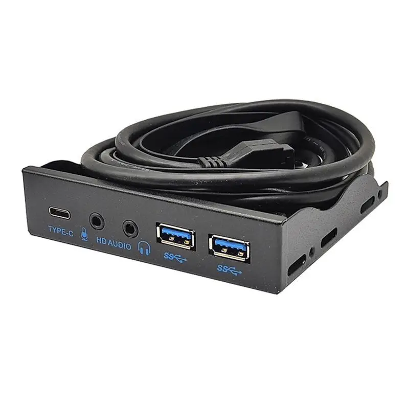 

Передняя панель A29F-USB USB3.2 Gen2 10Gbps Type C + 19-контактный 2-портовый USB-разъем + HD-аудио 3,5 мм, разъем для наушников и микрофона для отсека для 3,5-дюймовых флоппи-дисков