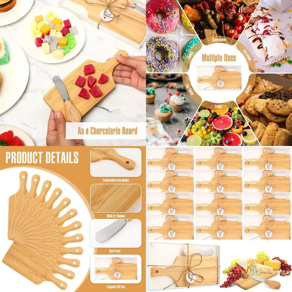 

Набор бамбуковых мини-досок для шарниров с ножом, идеально подходит для свадебного душа, детского душа или сувениров для рождественской вечеринки