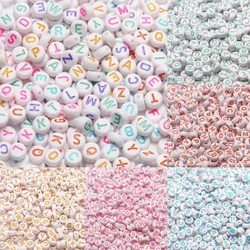 100/200/300/500pcs Mixed Color Acrylic Letter Beads Round Flat Loose Spacer Beads For Jewelry Making Diy Handmade Bracelet