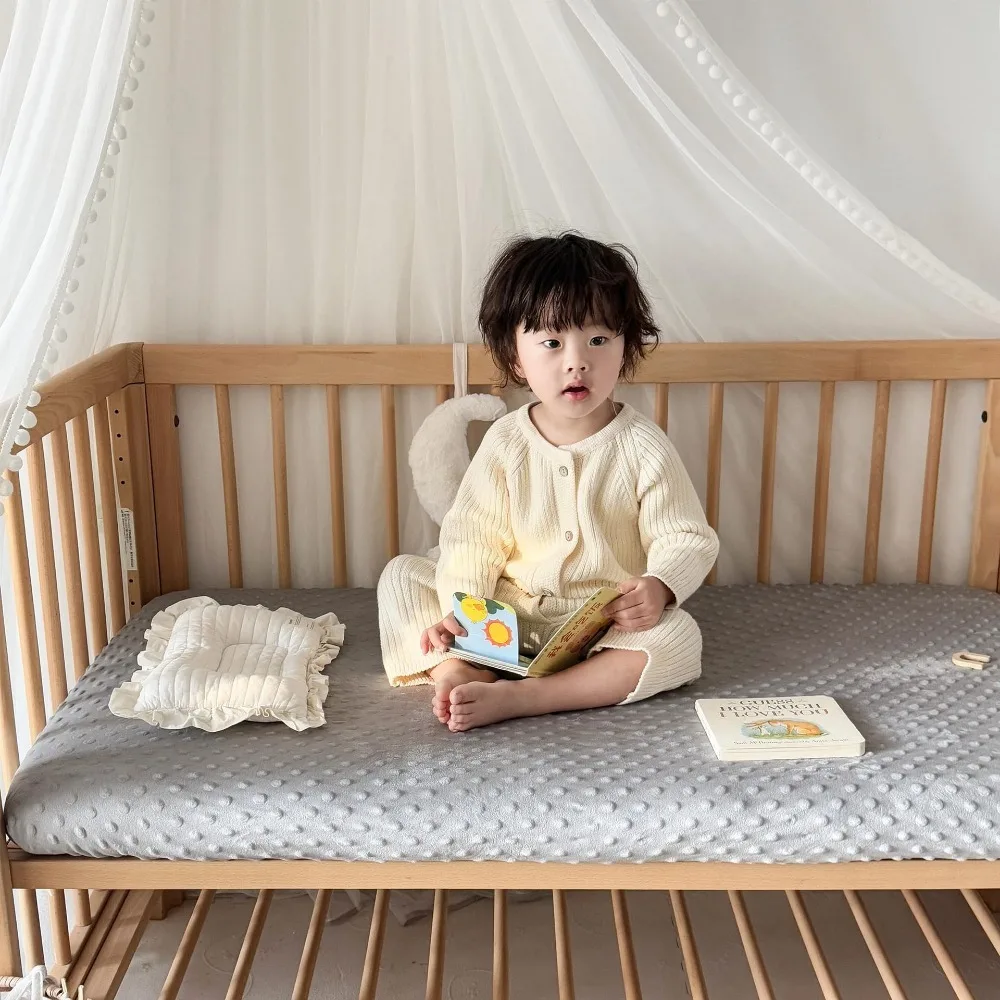 

130x70CM Breathable Cotton Changing Bed Pad Fitted Crib Sheet Soft Solid Color Baby Mattress Cover Infant Bedding Sheets