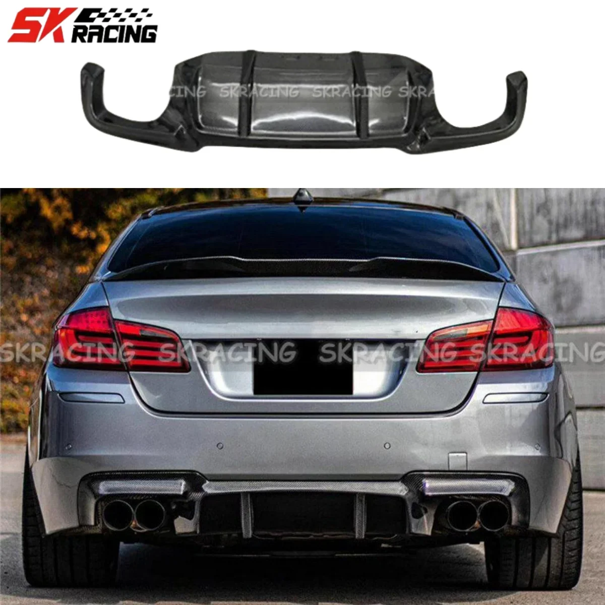 Bumper belakang serat karbon asli dekorasi bibir Diffuser untuk BMW 550i 2011-2016 F10 Sedan M Aksesori Mobil olahraga bodykit Trims