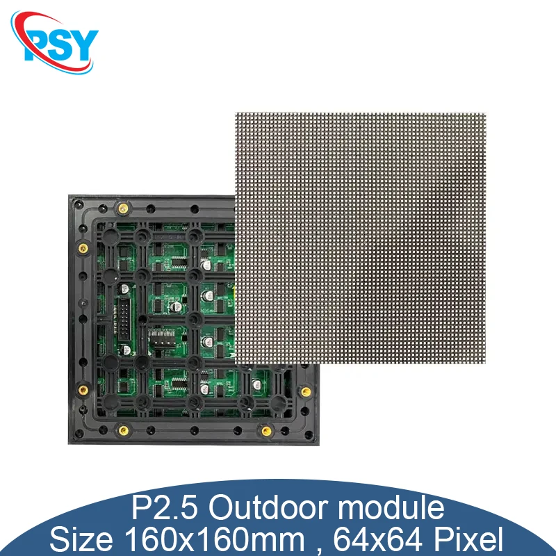 Outdoor LED Module P2.5 RGB Luminous Sign 160x160mm Matrix Panel HUB75 64x64 Pixel Full Color Display Screen SMD Light Video