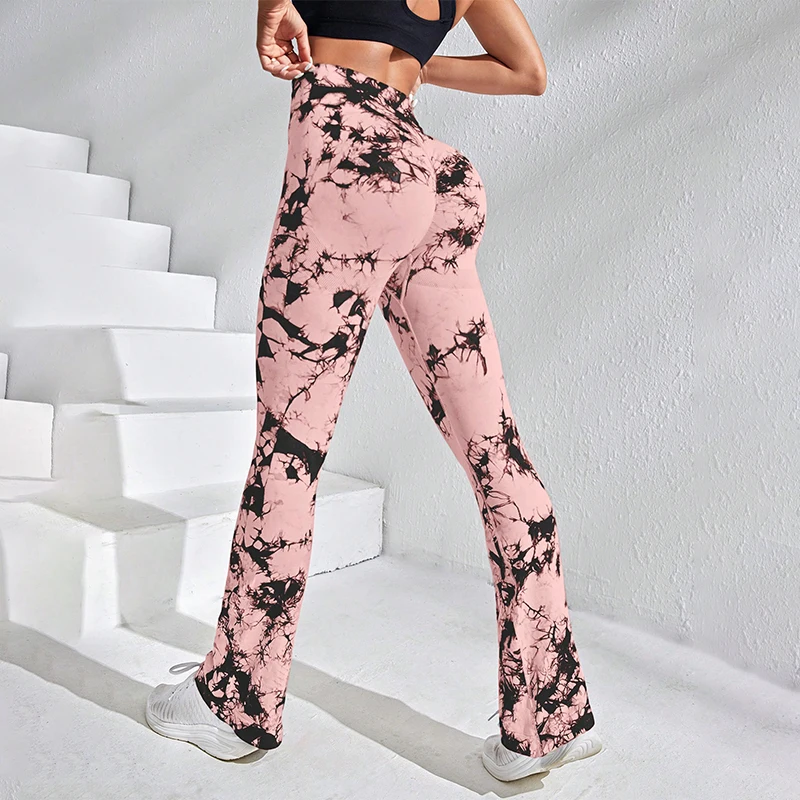 Women Seamless High Waist Wide Leg Leggings Tie Dye Leggings Stretchy Hip Liftting Trainning Running Yoga Leggings for Women